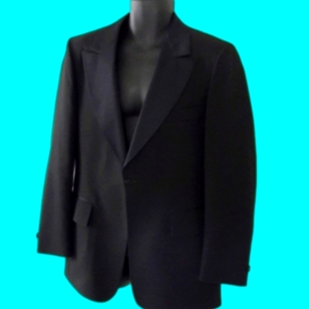 AFTER SIX Vintage 70s Wide Lapel Black Tuxedo Blazer / Dinner Jacket, 41L